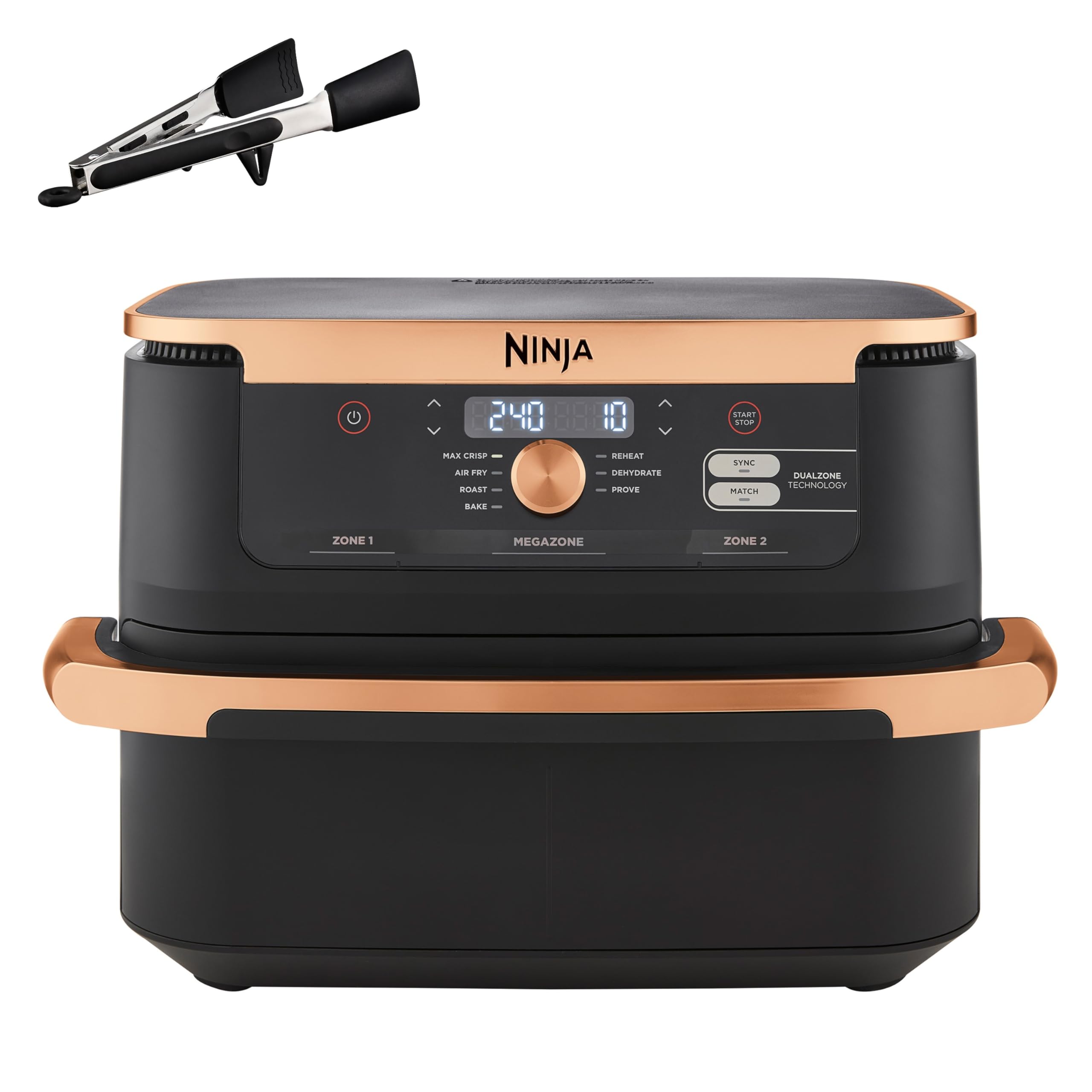Ninja Foodi FlexDrawer Dual Zone Heißluftfritteuse, 10,4L, 7-in-1, Schwarz/Kupfer
