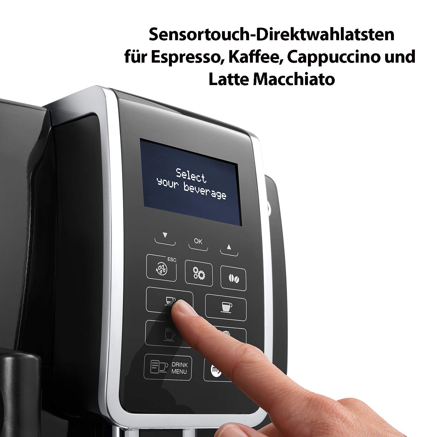 De'Longhi Dinamica Kaffeevollautomat mit LatteCrema System, Digitaldisplay, Schwarz