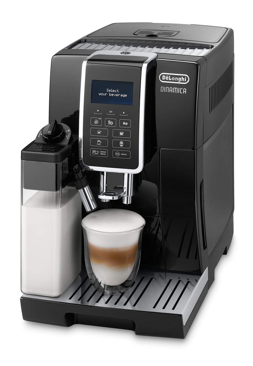 De'Longhi Dinamica Kaffeevollautomat mit LatteCrema System, Digitaldisplay, Schwarz