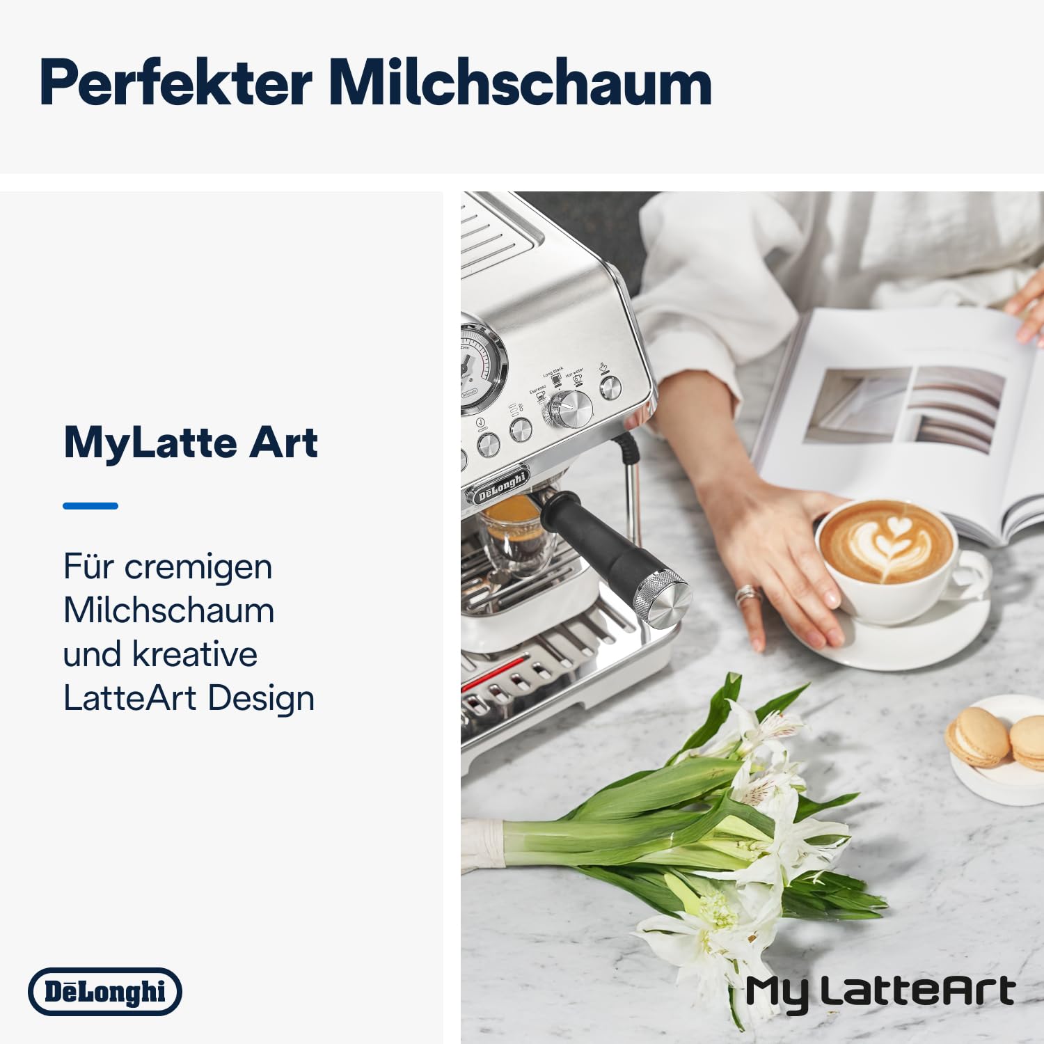 De'Longhi La Specialista Arte Siebträger mit Mahlwerk und Barista-Kit, Weiß