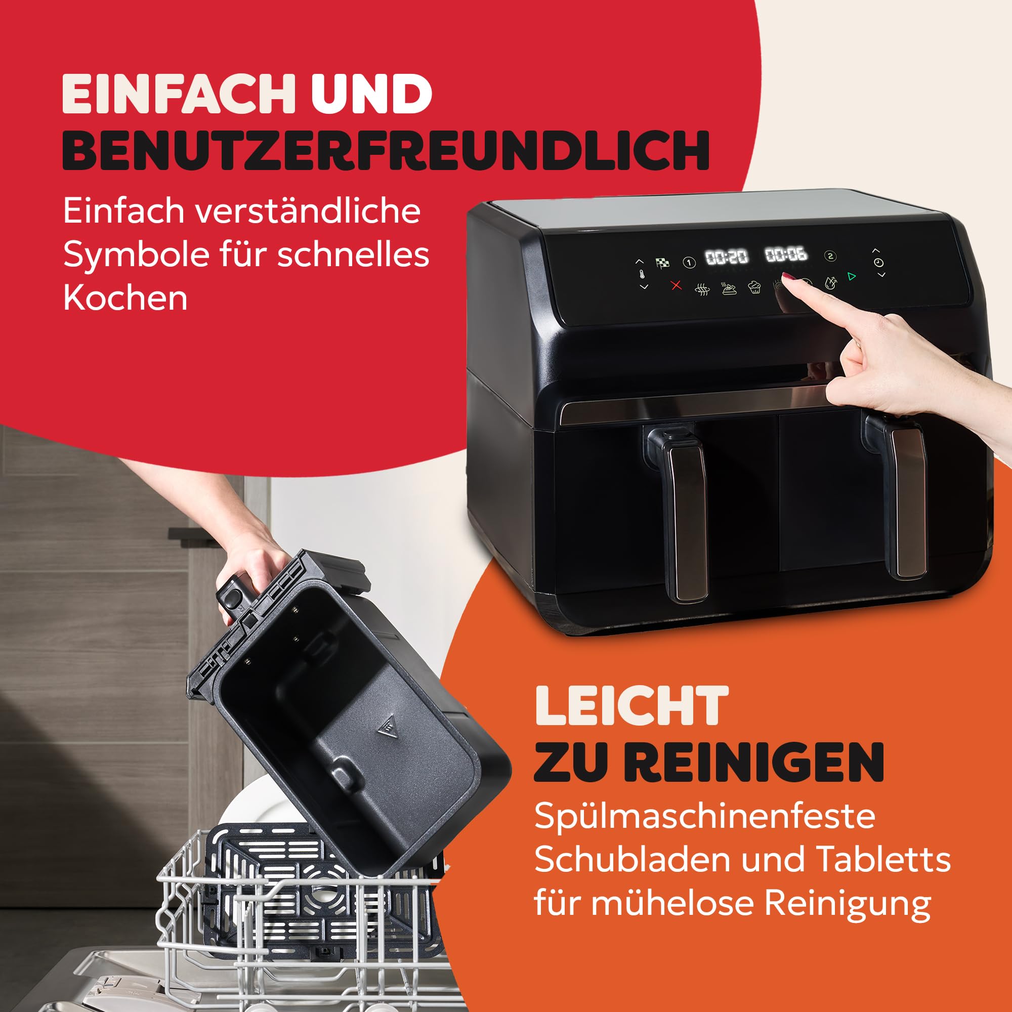 Instant Pot Vortex Dual Heißluftfritteuse, 8L, 2x 4L Körbe, 8-in-1, Familiengröße