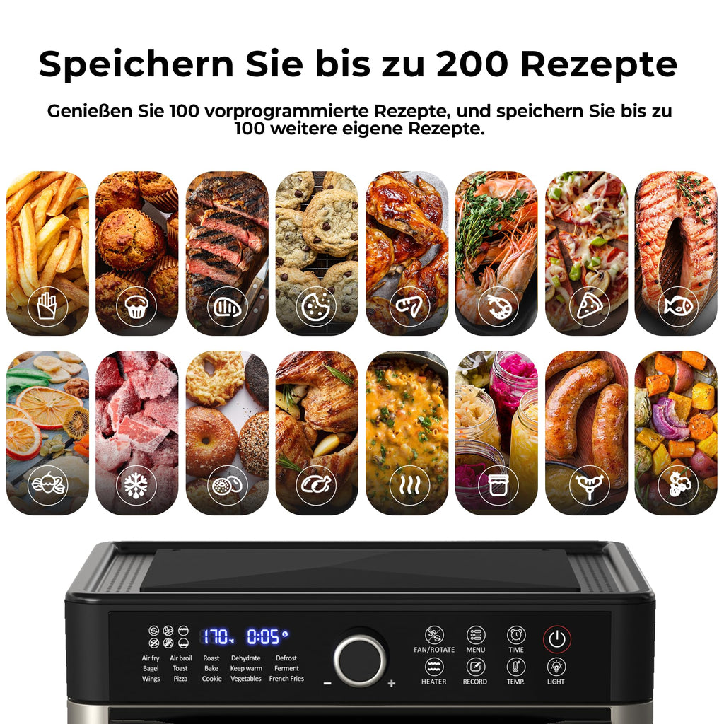 Balter XXL 22L Heißluftfritteuse, 200 Programme, 16-in-1, 1800W