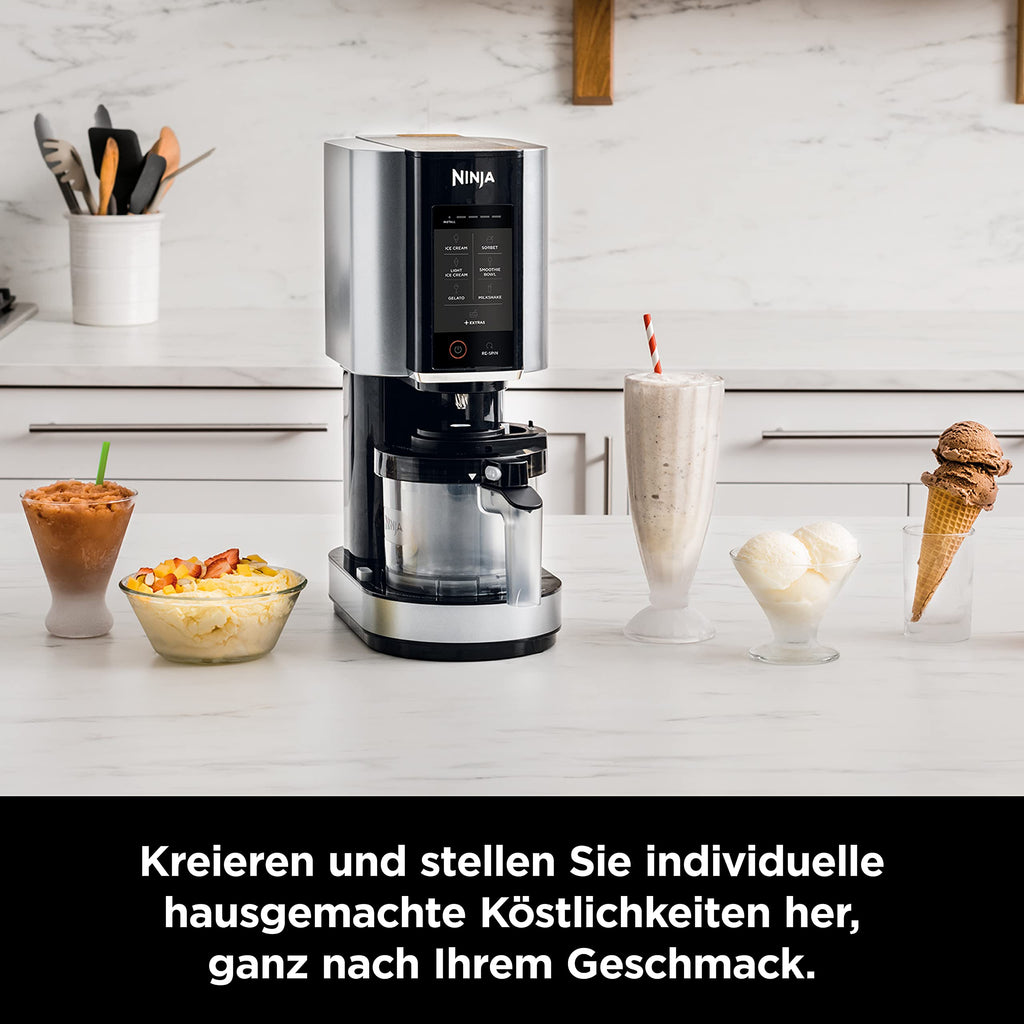 Ninja CREAMi Eismaschine, 7 Programme, für Eis, Gelato, Sorbet, 3 Behälter, 1,4L