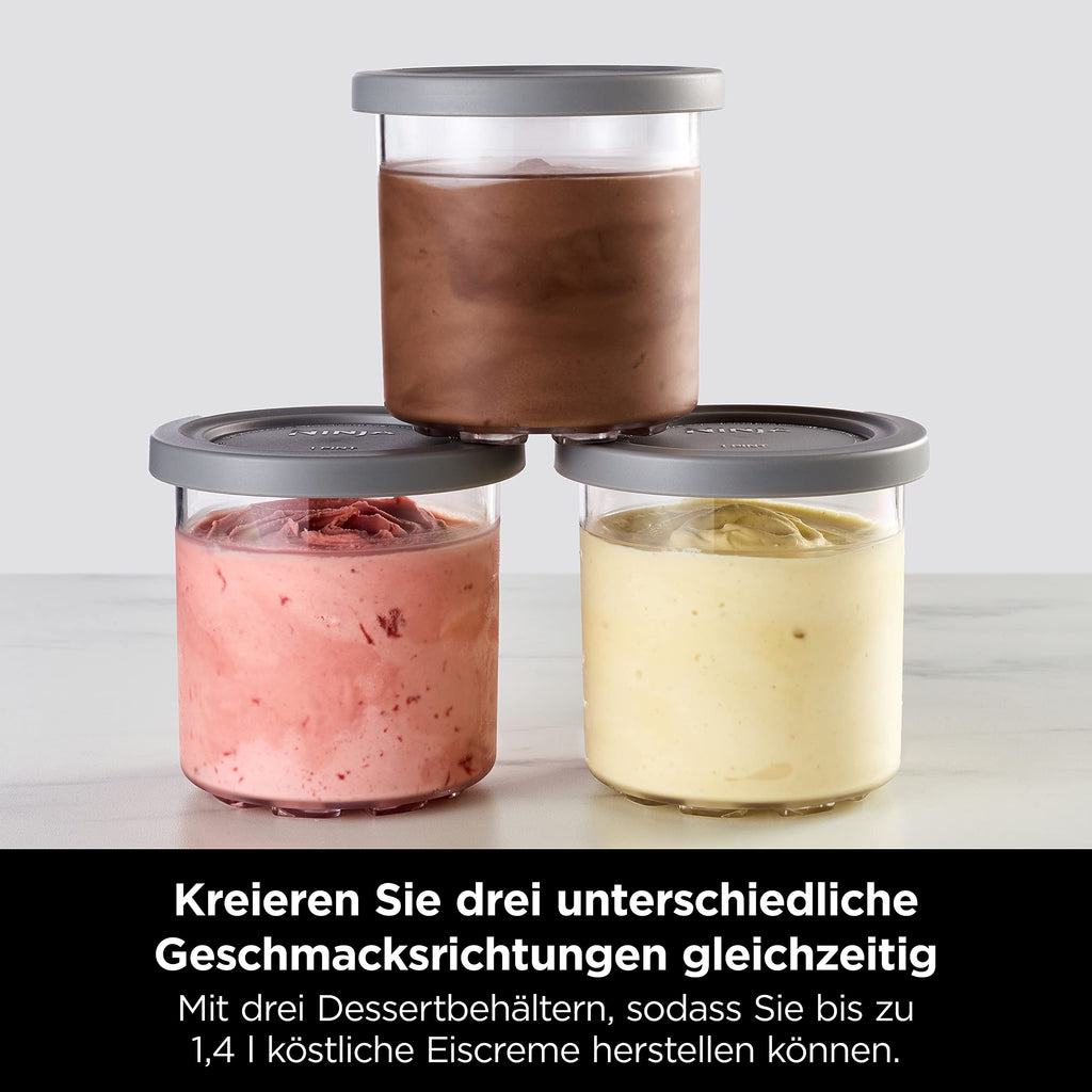 Ninja CREAMi Eismaschine, 7 Programme, für Eis, Gelato, Sorbet, 3 Behälter, 1,4L