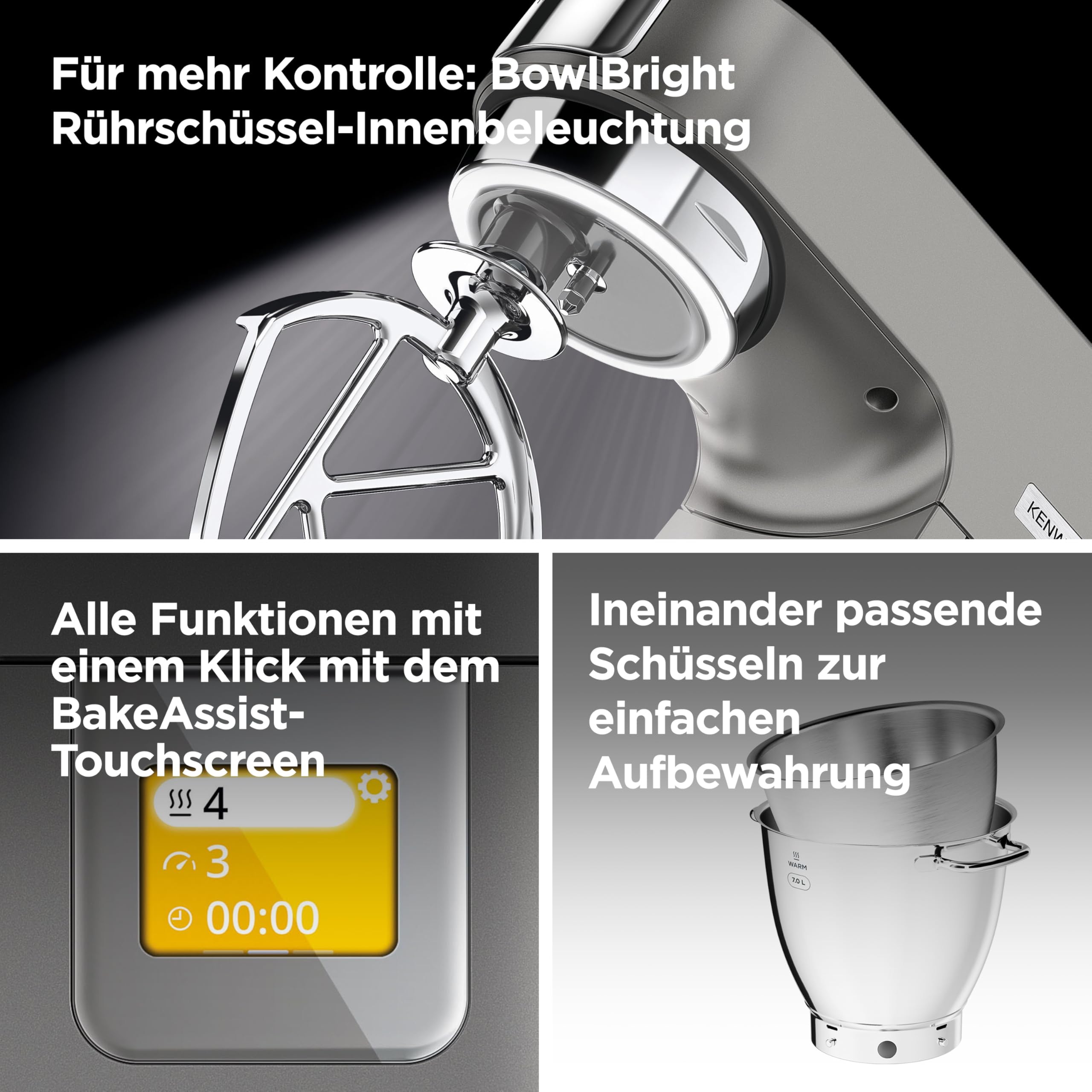 Kenwood Titanium Chef Patissier XL Küchenmaschine, 7L Schüssel mit Wärmefunktion, 1400W