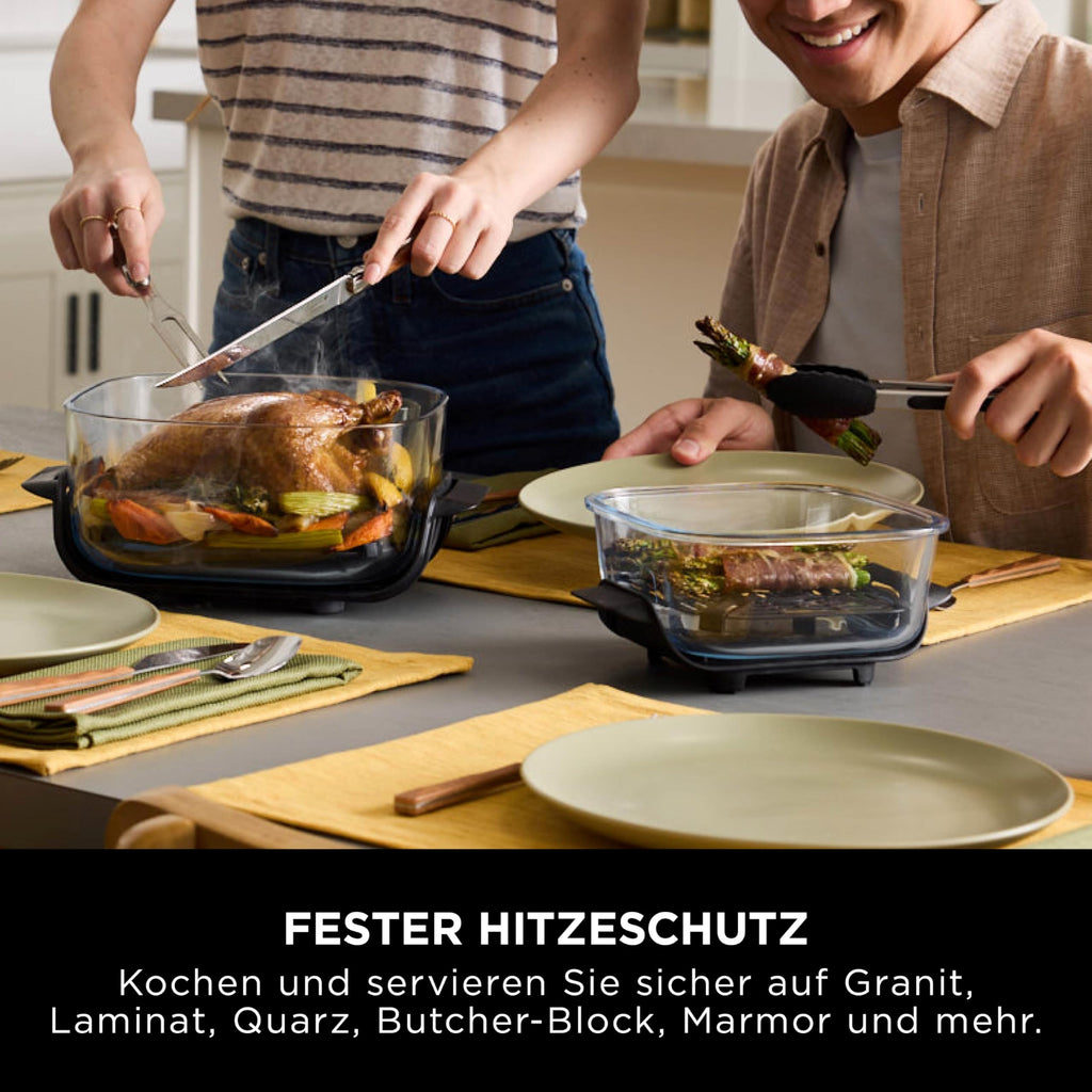 Ninja CRISPi Tragbare Heißluftfritteuse, 3,8L, 2 Glas-Behälter, 4-in-1
