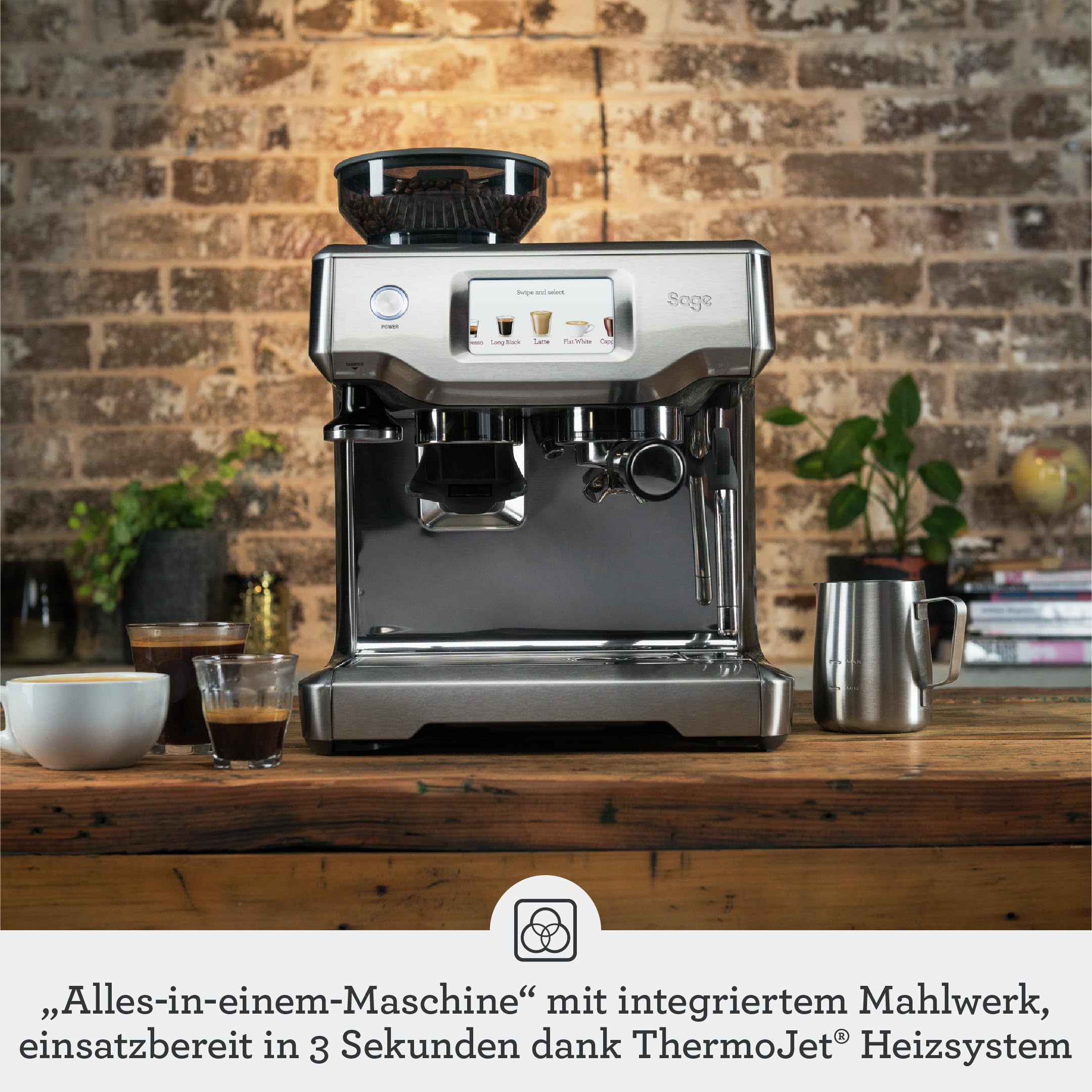 Sage Barista Touch Siebträger mit Touchscreen und Automatischer Milchschaum