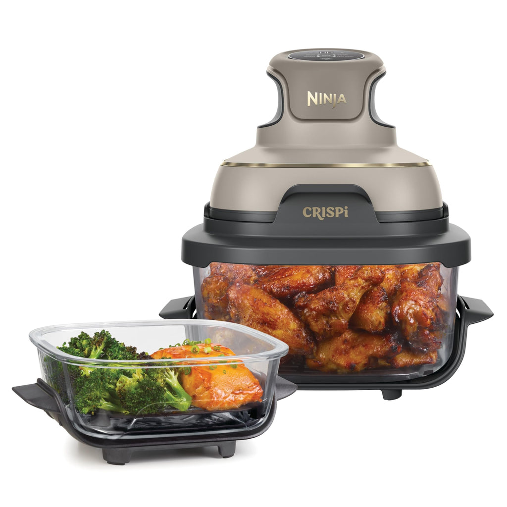 Ninja CRISPi Tragbare Heißluftfritteuse, 3,8L, 2 Glas-Behälter, 4-in-1