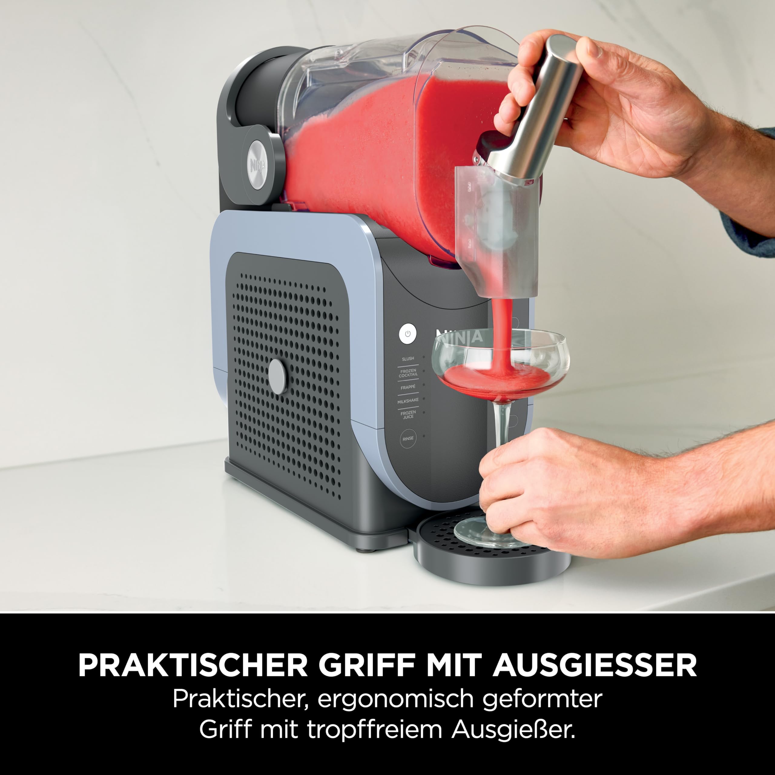Ninja SLUSHi Maschine, für Slush, Cocktails, Milchshakes, 1,9L, ohne Eis, Blau/Grau
