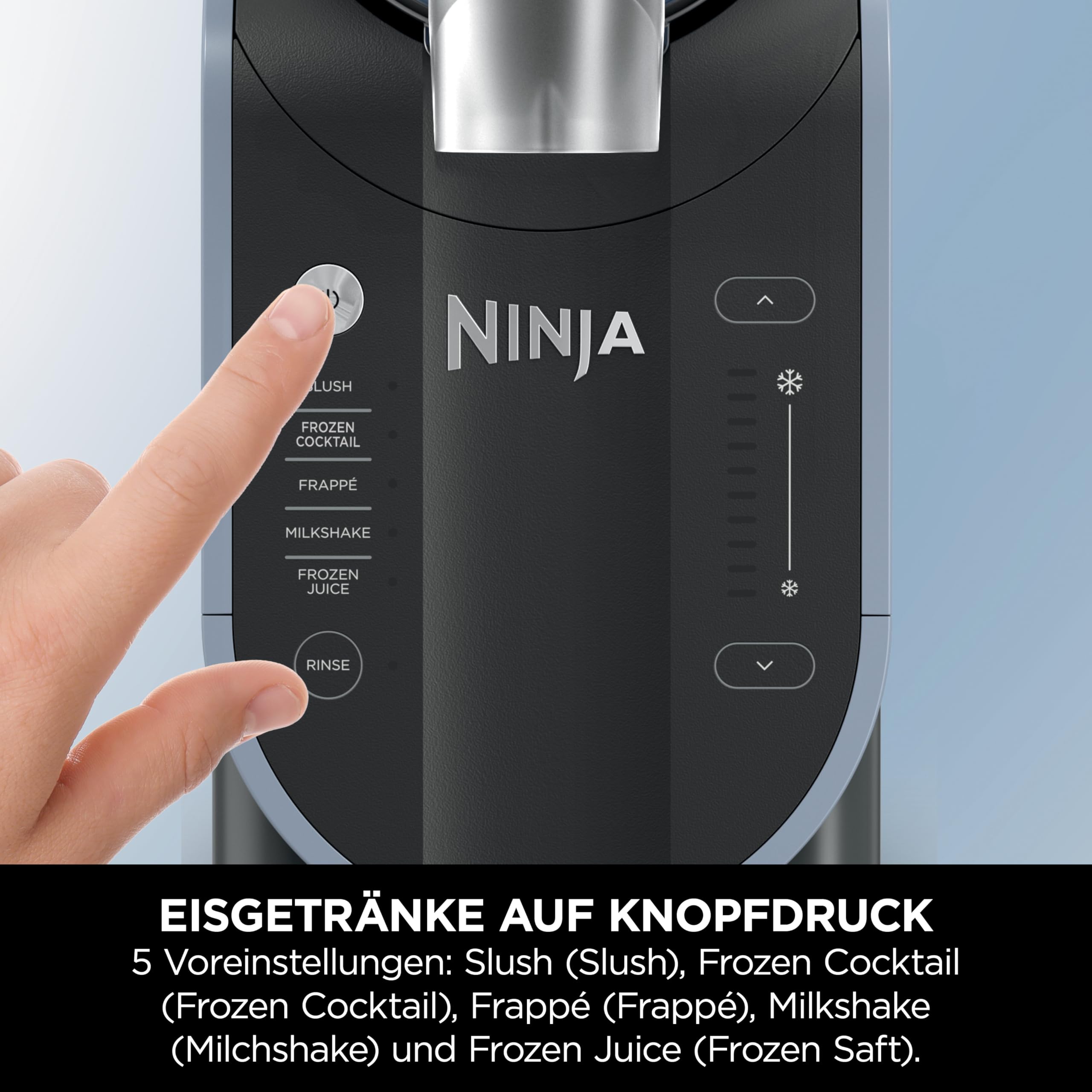 Ninja SLUSHi Maschine, für Slush, Cocktails, Milchshakes, 1,9L, ohne Eis, Blau/Grau