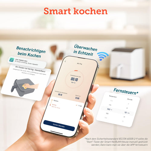COSORI Dual Blaze Heißluftfritteuse, 6,4L, WLAN, 12 Funktionen, Touchscreen, Milchweiß