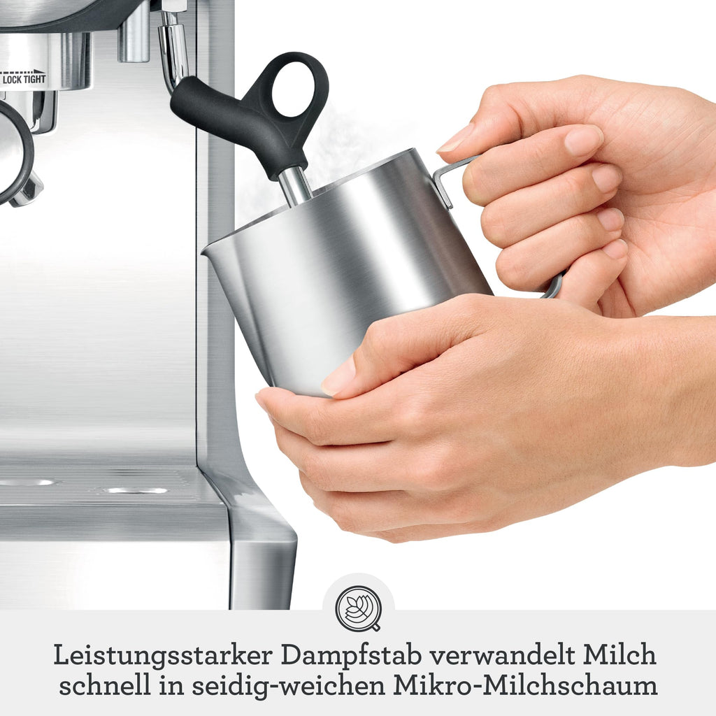Sage Barista Express Siebträger mit Mahlwerk und Milchschaumdüse, Edelstahl