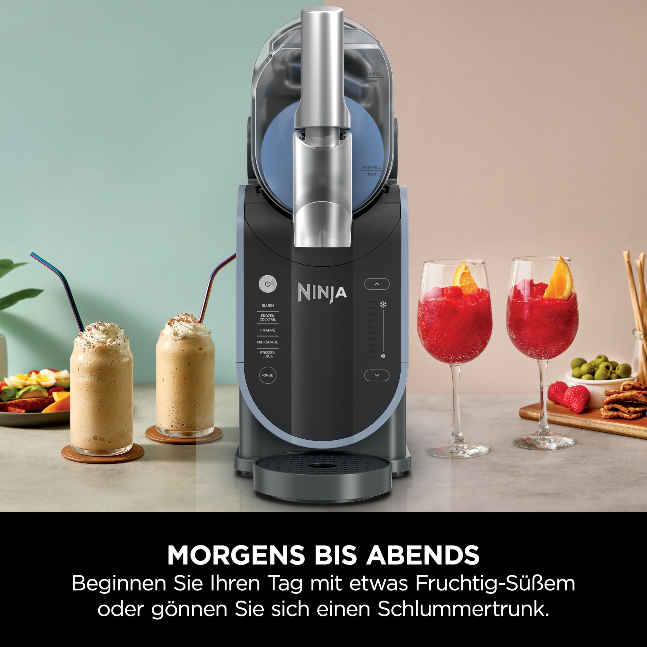 Ninja SLUSHi Maschine, für Slush, Cocktails, Milchshakes, 1,9L, ohne Eis, Blau/Grau