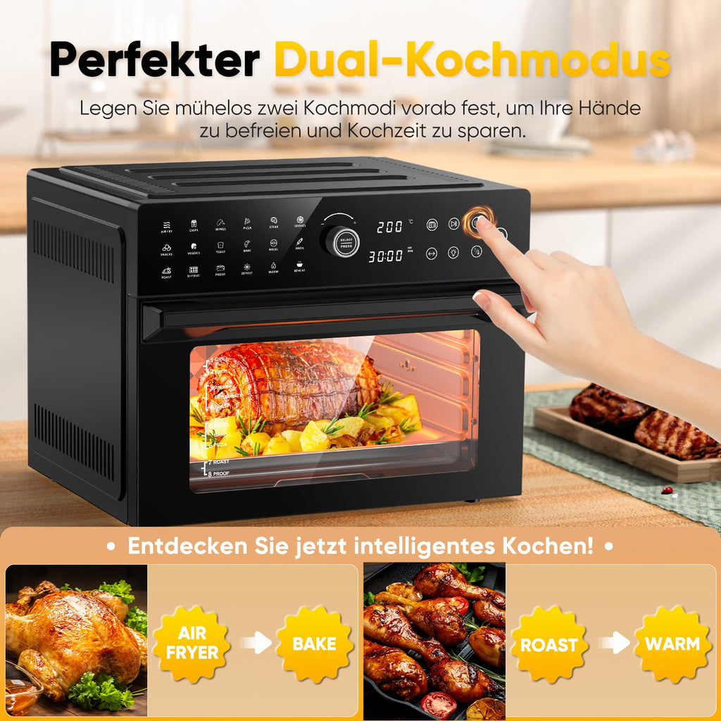 Heißluftfritteuse XXL 30L mit Umluft, 20 Programme, inkl. Zubehör