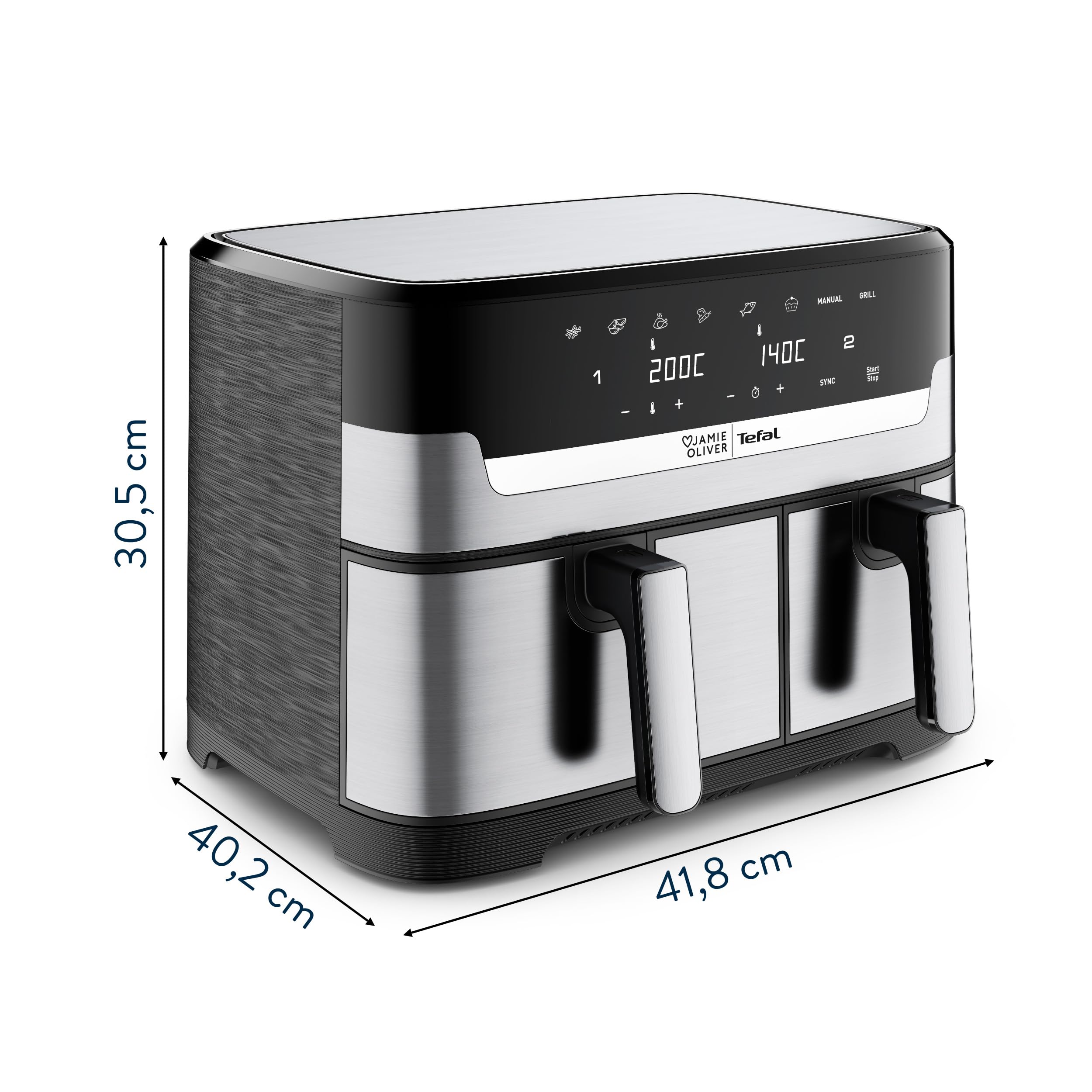 Jamie Oliver by Tefal Dual Drawer Heißluftfritteuse, 8,3L, 2 Zonen