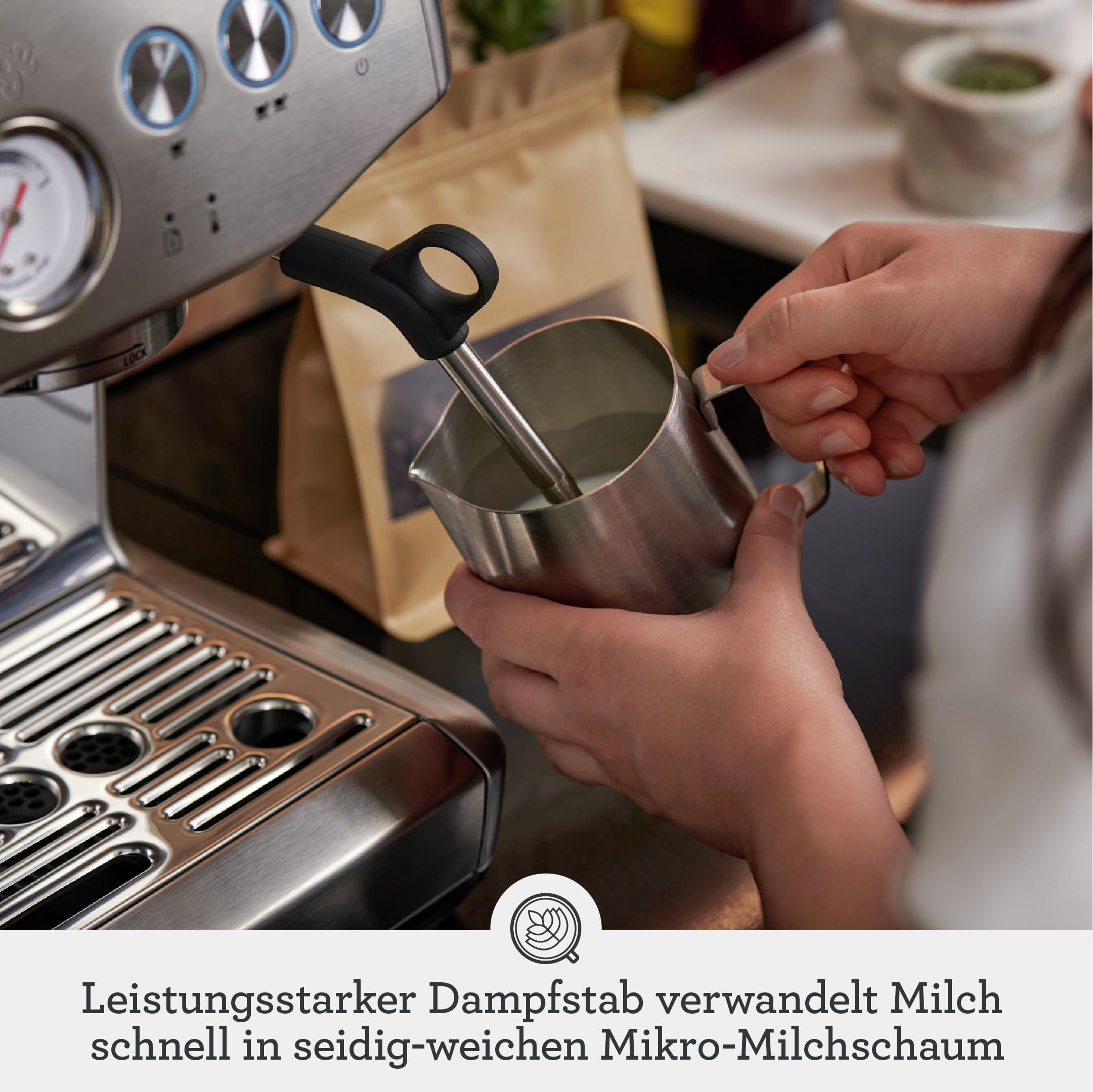 Sage Barista Express Impress Siebträger mit Automatischem Tamper & Mahlwerk
