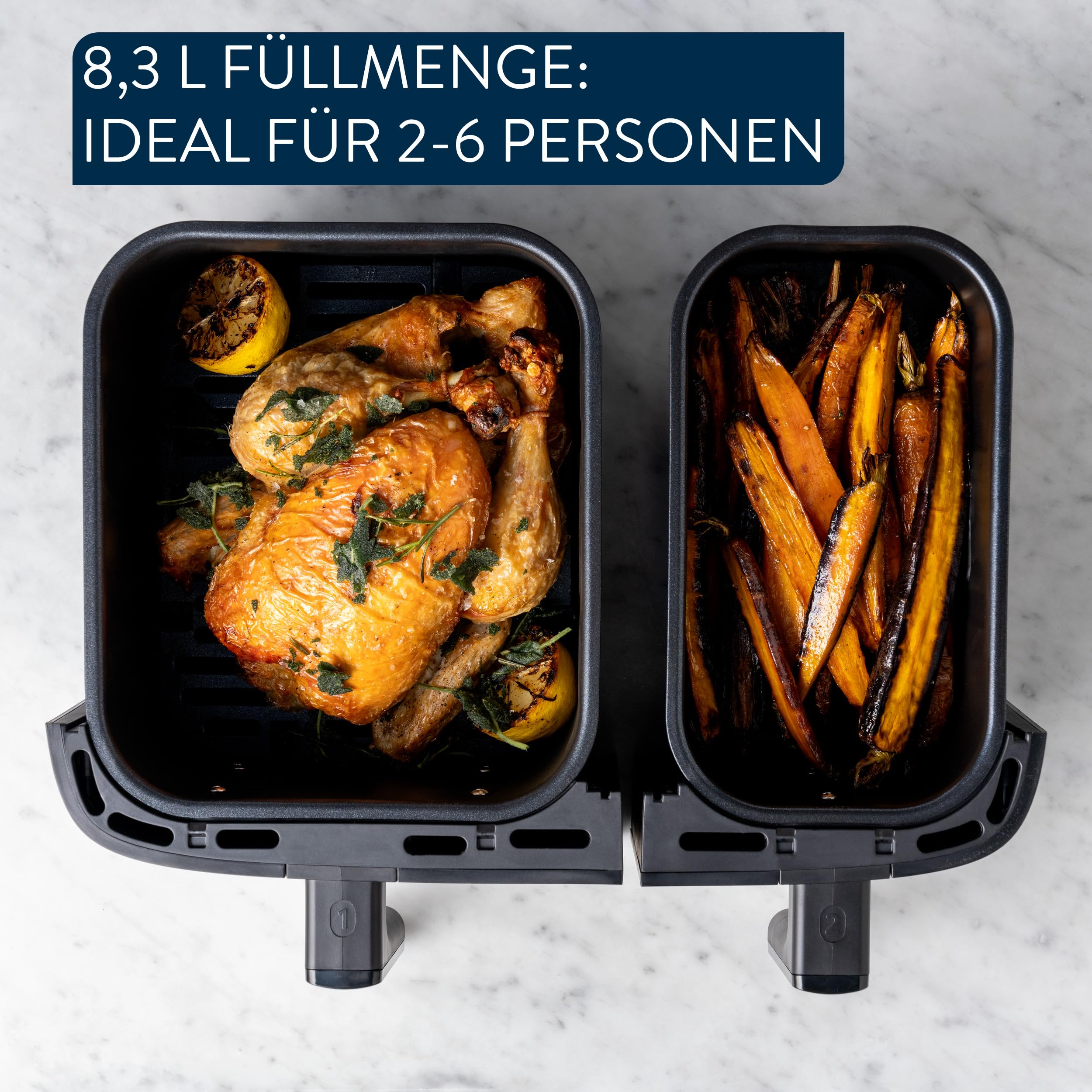Jamie Oliver by Tefal Dual Drawer Heißluftfritteuse, 8,3L, 2 Zonen