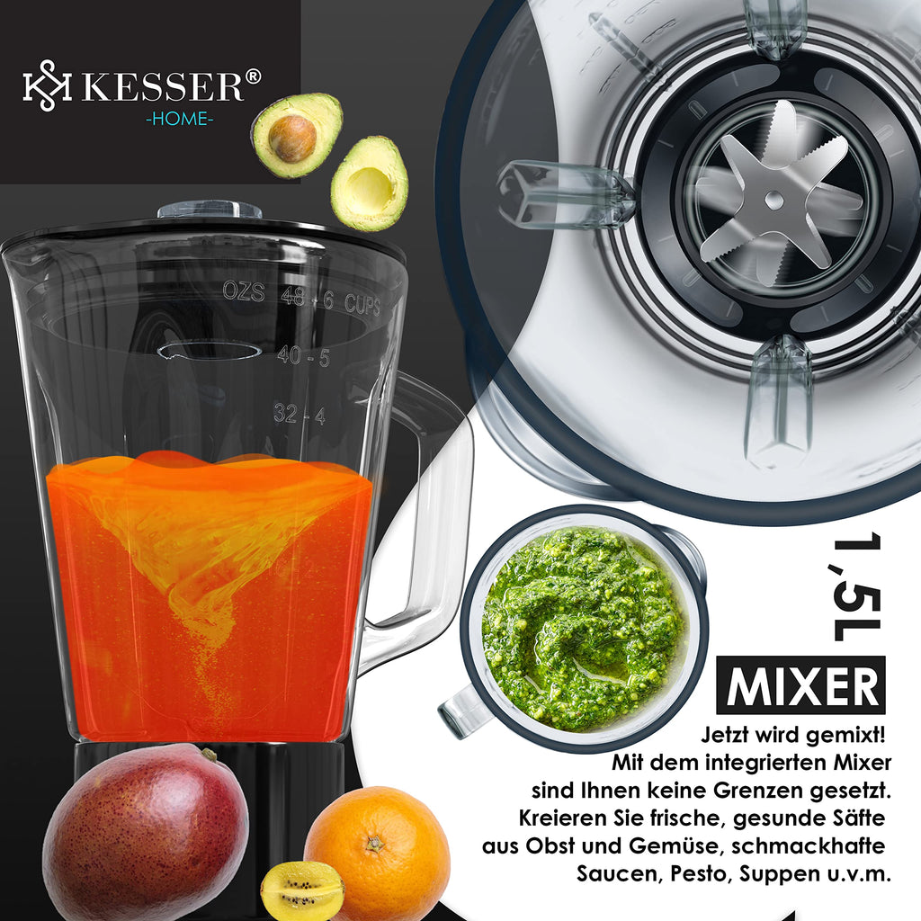 KESSER 3-in-1 Küchenmaschine, 5,5L, mit Fleischwolf & Entsafter, Pastaformen, Zubehör-Set