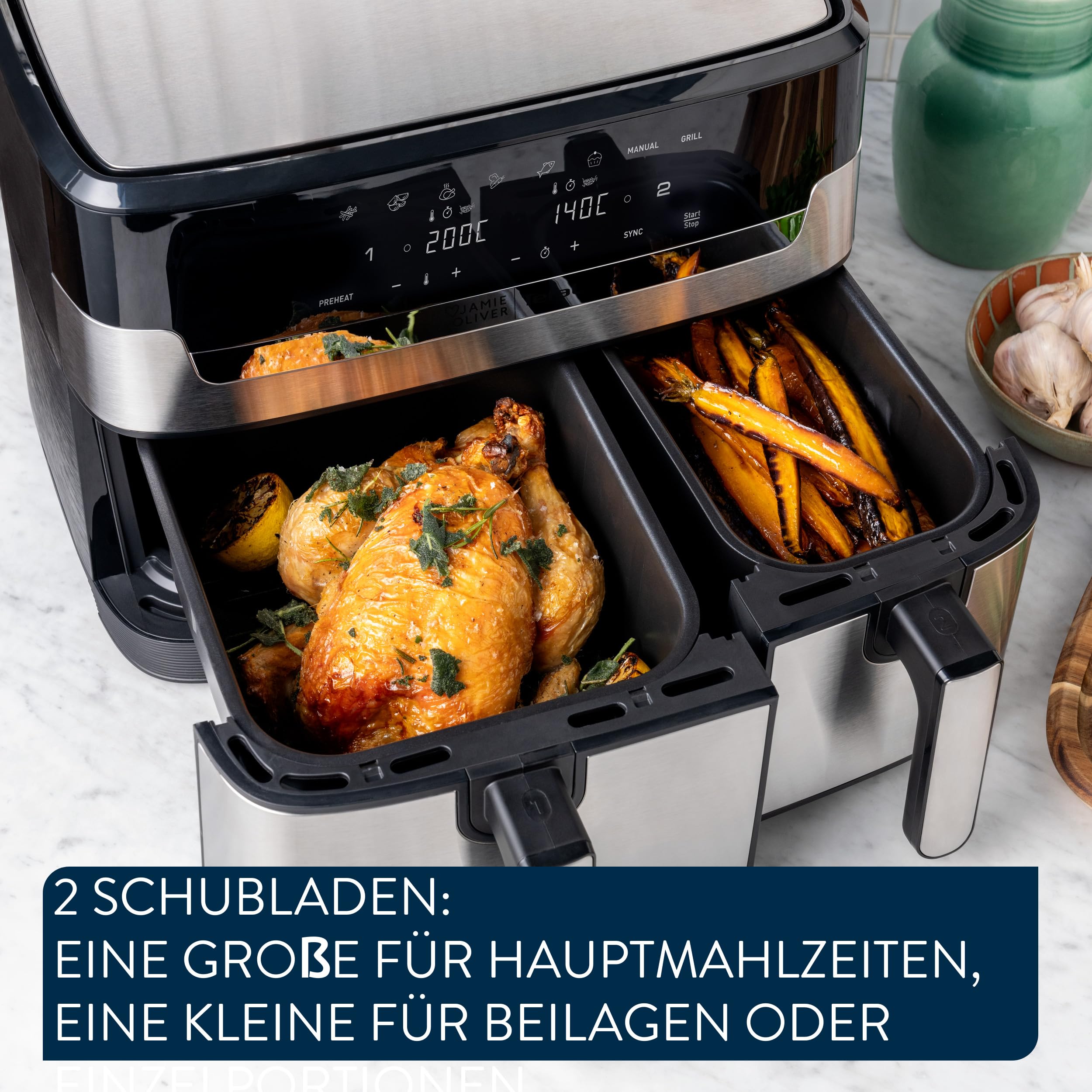 Jamie Oliver by Tefal Dual Drawer Heißluftfritteuse, 8,3L, 2 Zonen