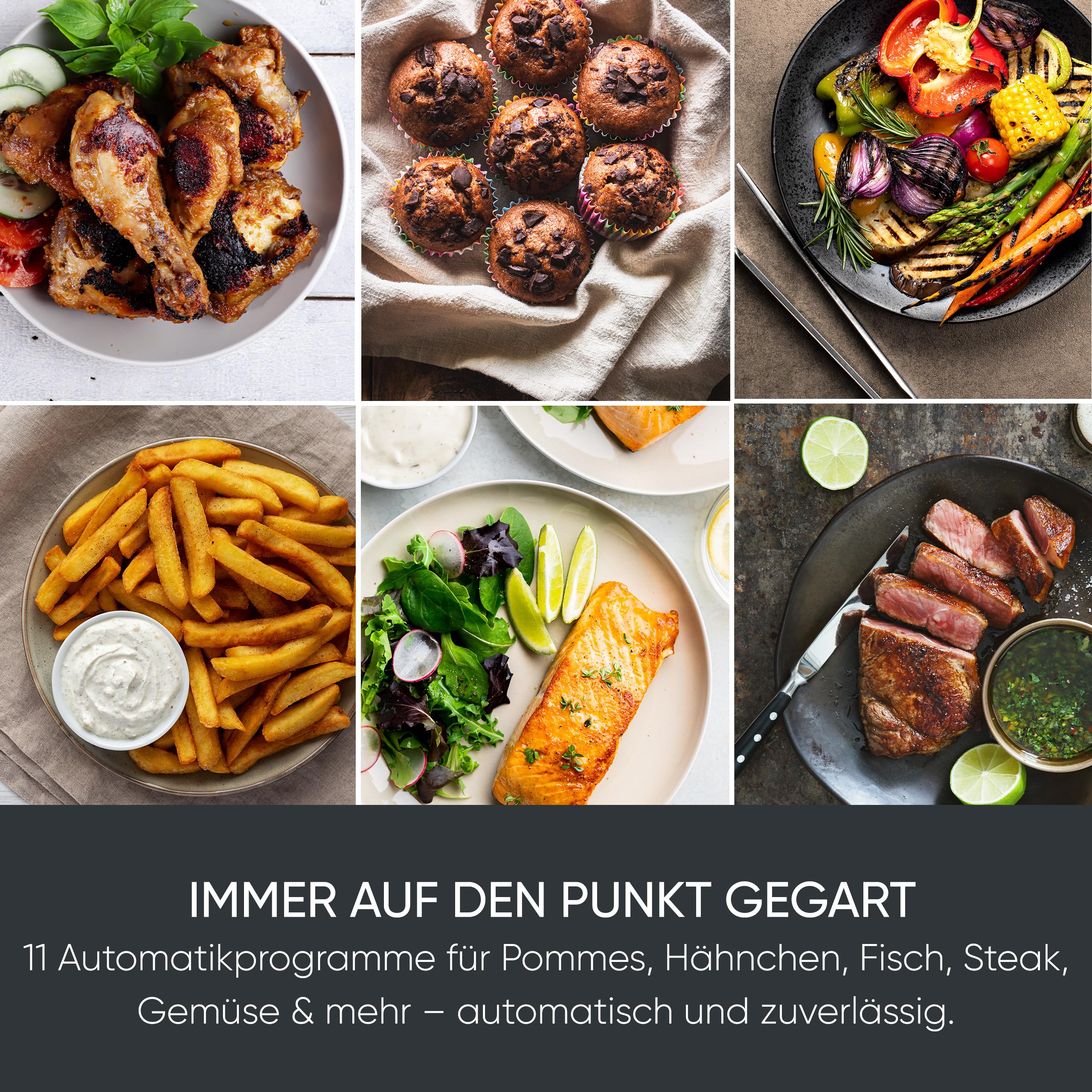 Severin Max Zone Flex Heißluftfritteuse, 9L, 2 Garzonen, 10 Programme, Dörrfunktion, 2600W