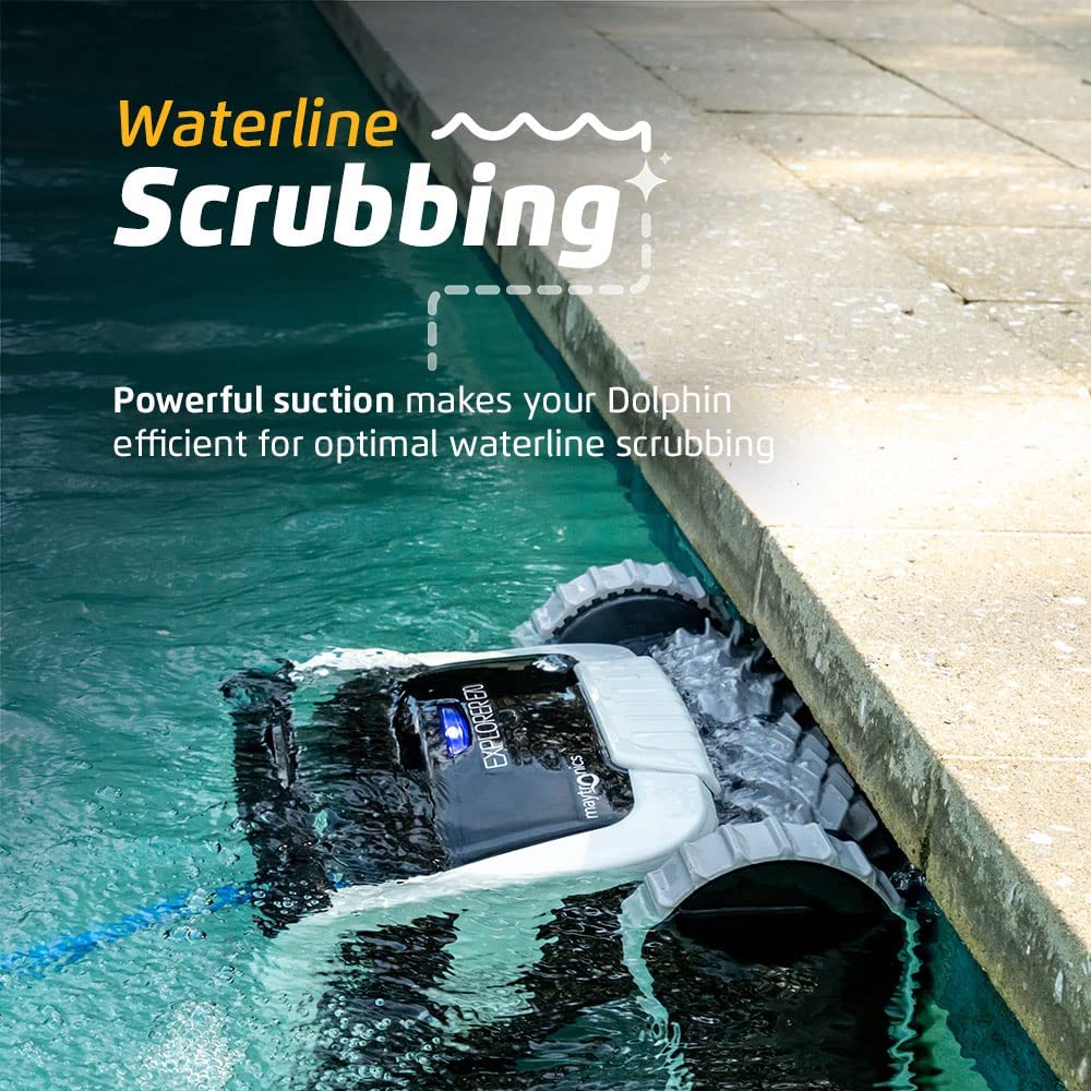 Dolphin Explorer E70 Pool Robot with included Dolphin Universal Caddy, Wi-Fi, and Waterline Cleaning